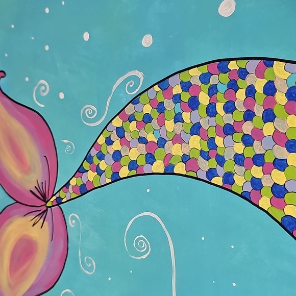Colorful Abstract Mermaid Tail Art Painting 11 X 14 - Picture 3 of 3